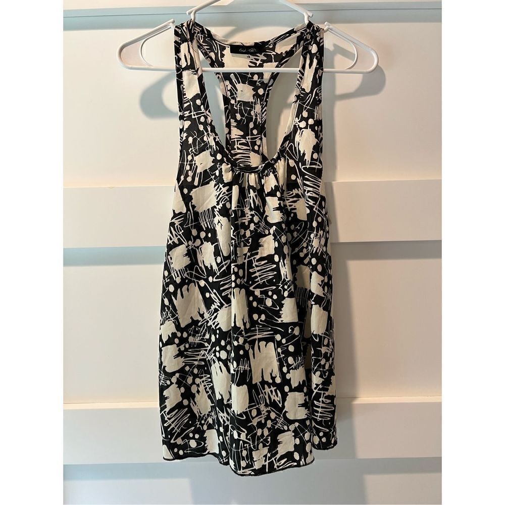 Girl Talk black and white floral blouse tank